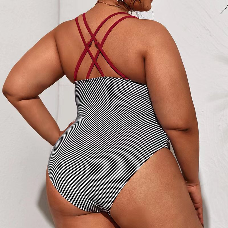 Women Swimsuit One Piece Large Plus Size Printed Swimwear