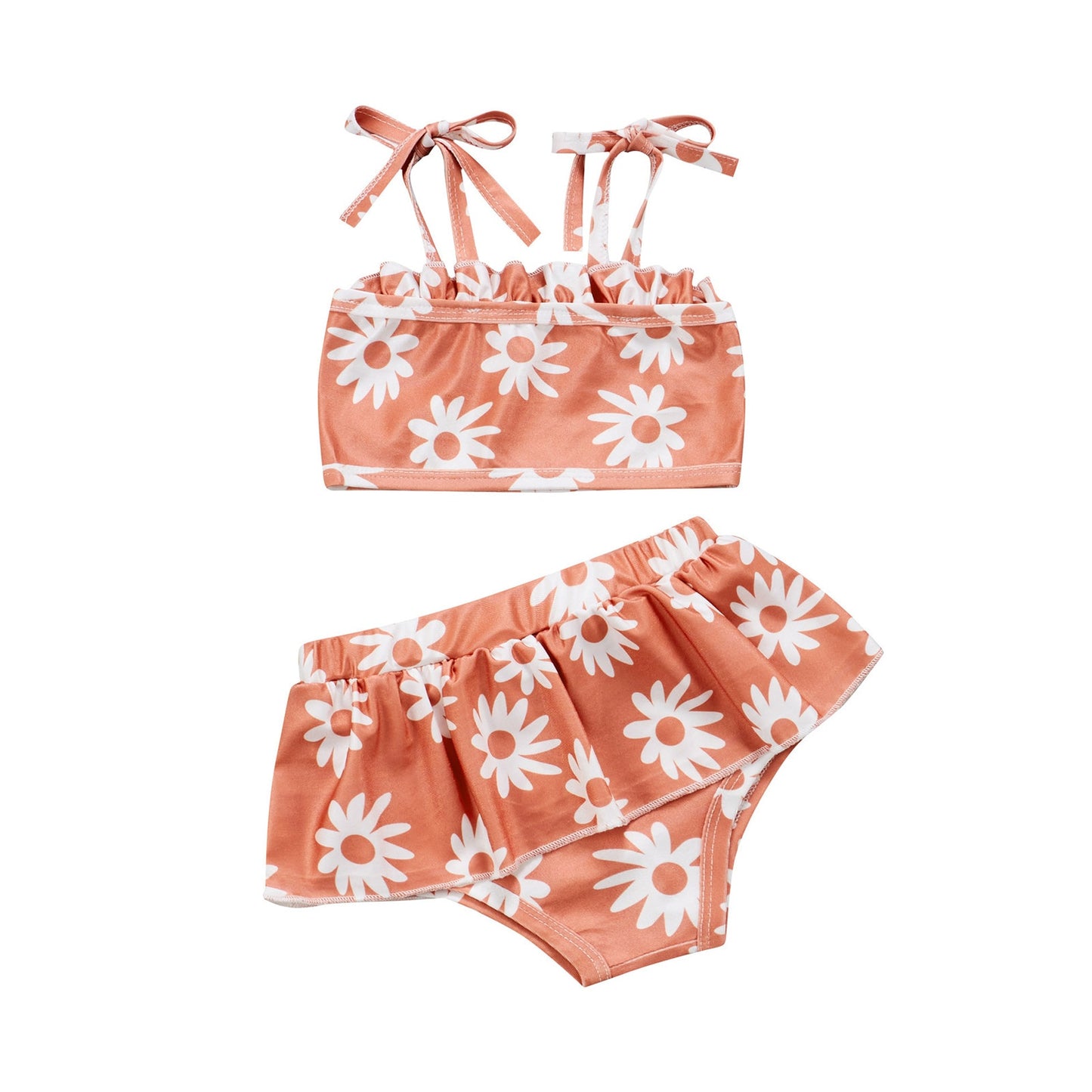 Toddler Baby Girls 2PCS Swimwear Bikini Sets Summer Floral Print Sleeveless Swimsuits