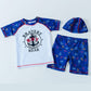 Kids Boy Swimwear 2pcs With Cap Short Sleeve Bodysuit