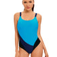 Women One Piece Colorblock Bodysuit Swimsuit Beachwear