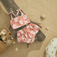 Toddler Baby Girls 2PCS Swimwear Bikini Sets Summer Floral Print Sleeveless Swimsuits
