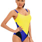 Women One Piece Colorblock Bodysuit Swimsuit Beachwear