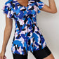 Women Two Piece Printed Tankini Set Tie Front Drawstring Swimwear