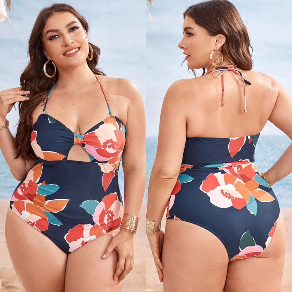 Women Swimsuit One Piece Plus size Floral Swimwear