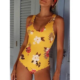 Women Floral Printed Soft Feel One Piece Swimwear - C8217JPSWZB