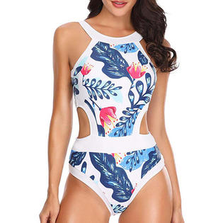 Women Back Keyhole Hook Closure Swimwear - C7151TCSW