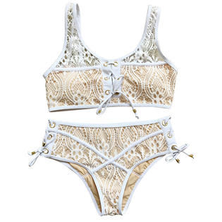 Women Lace Buckle Design Bathing Swimwear - C7759USW