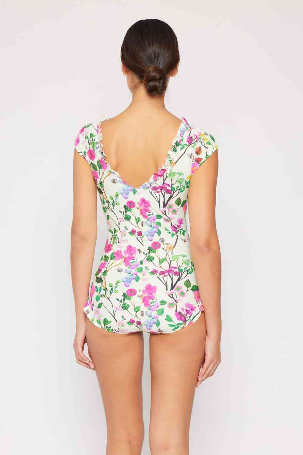 Women's Marina West Swim Bring Me Flowers V-Neck One Piece Swimsuit Cherry Blossom Cream