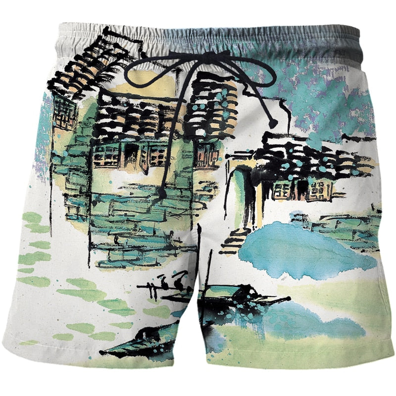 Men's 3d Print Beach Casual Summer Swimming Shorts