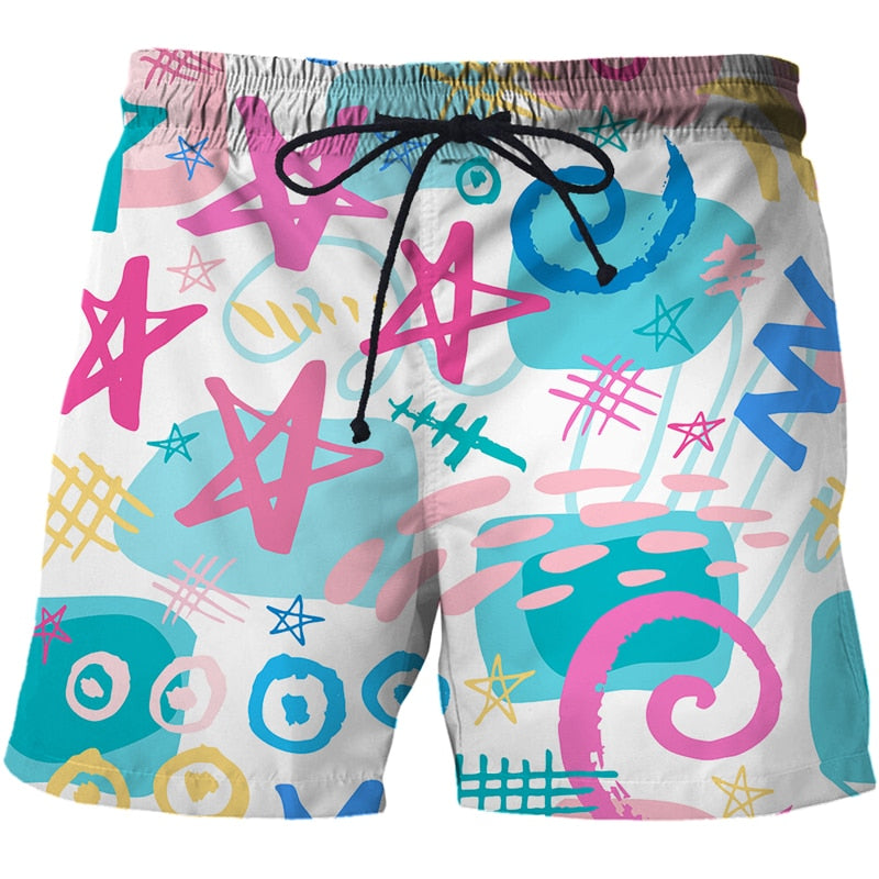 Men's 3D Printed Design Thin Swimming Beach Shorts