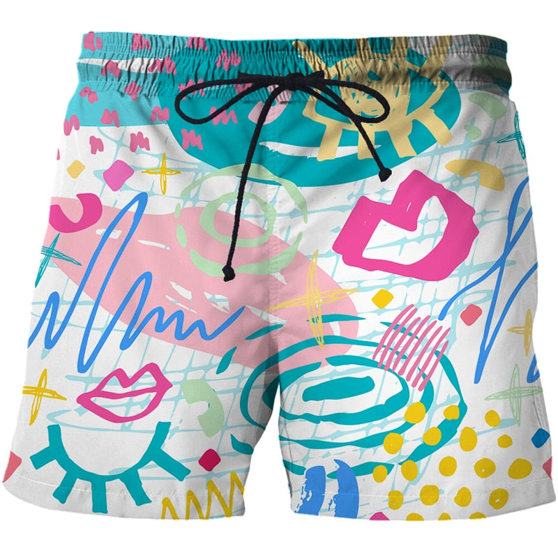 Men's 3D Printed Design Thin Swimming Beach Shorts