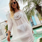 Women  Bikini Cover Up with Fringe Trim Women  Hollow Tunic Beach Dress