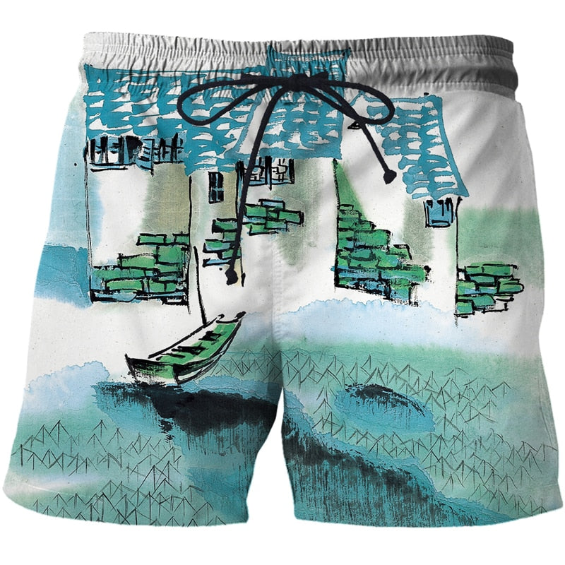 Men's 3d Print Beach Casual Summer Swimming Shorts