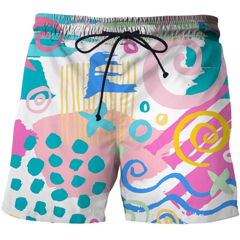 Men's 3D Printed Design Thin Swimming Beach Shorts