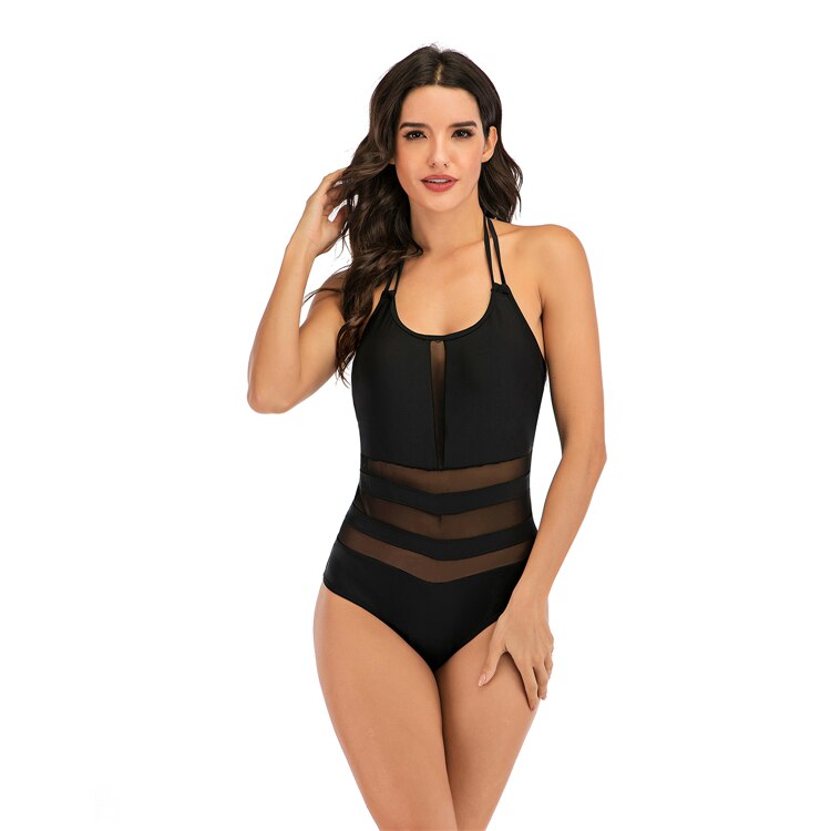 Women Black one-piece suits Swimsuit Plus size Swimwear women wear trikini Push Up Monokini Swimming high cut swim Suit