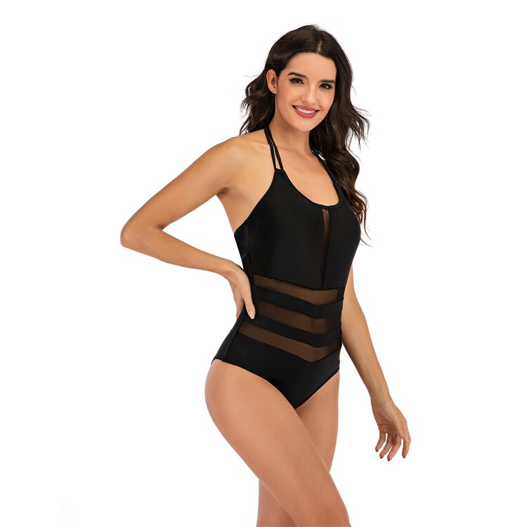 Women Black one-piece suits Swimsuit Plus size Swimwear women wear trikini Push Up Monokini Swimming high cut swim Suit