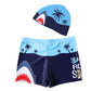 Boys Swim Trunks With Swimming Cap Cartoon Print Kids Beach Short Dinosaur Swimsuit