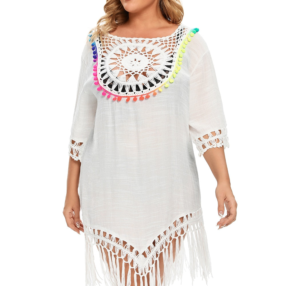 Women Plus Size Summer Beach Dress Cover Ups Swimsuit