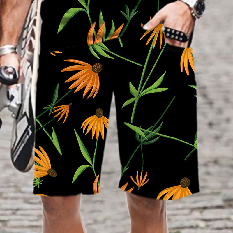 Men's Shorts Flower Fruit Pattern Cool Comfortable Streetwear 3D Printed Beach Mens Short