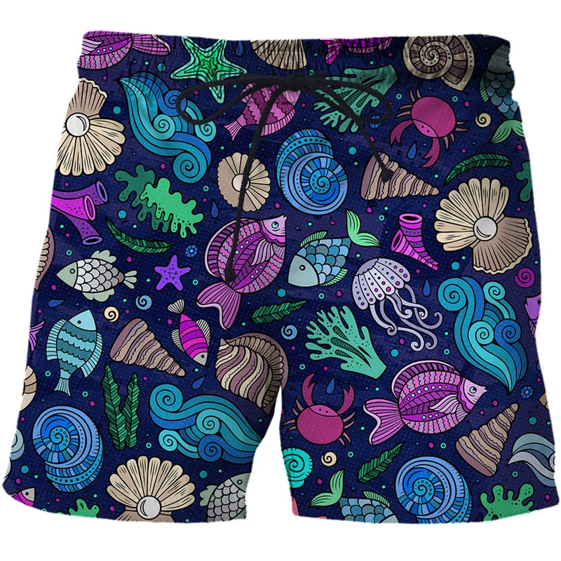 Men's Summer Shorts Abstract pattern 3D Surfing Print Beach Short