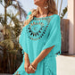 Women  Bikini Cover Up with Fringe Trim Women  Hollow Tunic Beach Dress