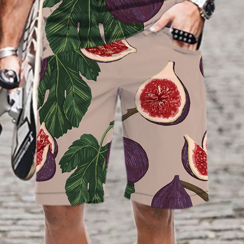 Men's Shorts Flower Fruit Pattern Cool Comfortable Streetwear 3D Printed Beach Mens Short