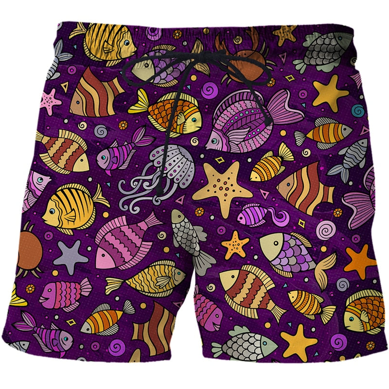 Men's Summer Shorts Abstract pattern 3D Surfing Print Beach Short