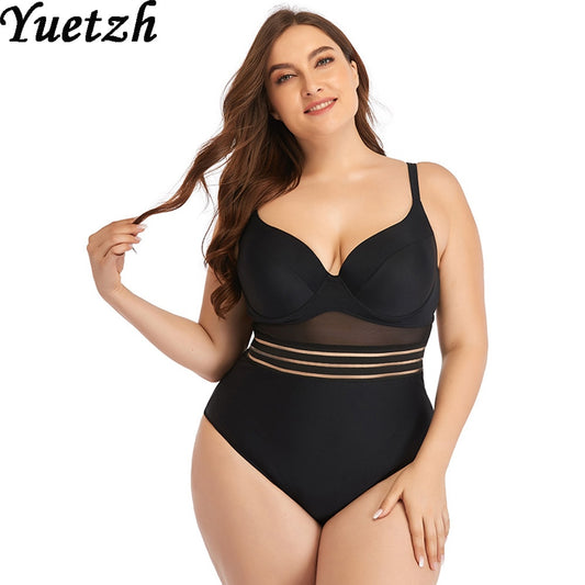 Women Plus size Swimsuit One Piece Black Swimming Swimwear