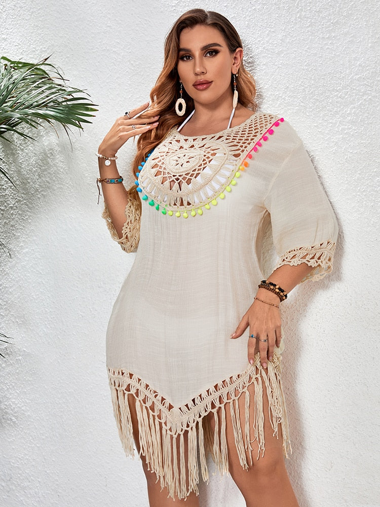 Women Plus Size Summer Beach Dress Cover Ups Swimsuit