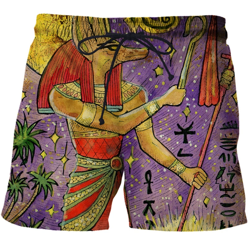 Men Beach Pants Tarot art pattern 3D Printed Outdoor Loose Comfortable Shorts