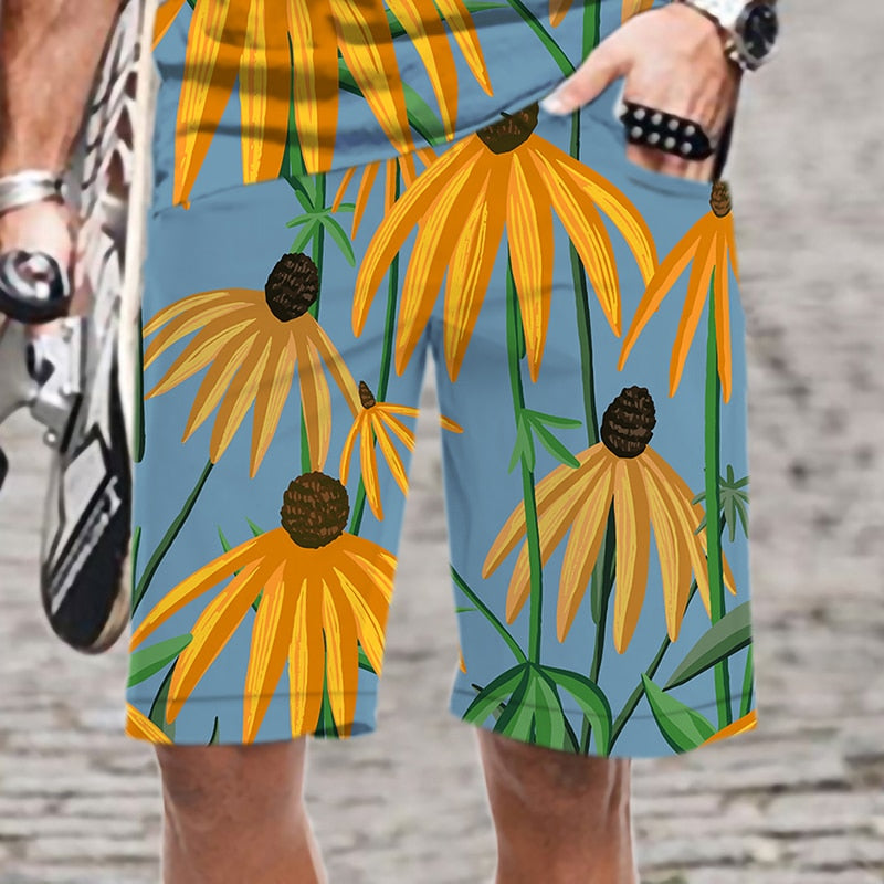 Men's Shorts Flower Fruit Pattern Cool Comfortable Streetwear 3D Printed Beach Mens Short