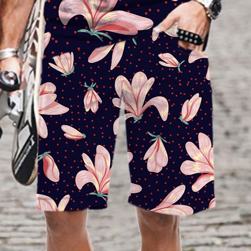 Men's Shorts Flower Fruit Pattern Cool Comfortable Streetwear 3D Printed Beach Mens Short