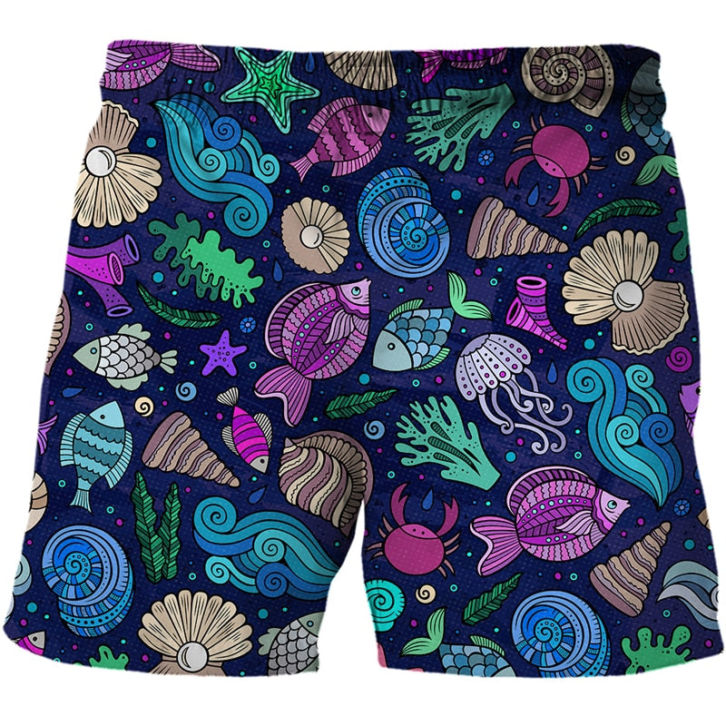 Men's Summer Shorts Abstract pattern 3D Surfing Print Beach Short