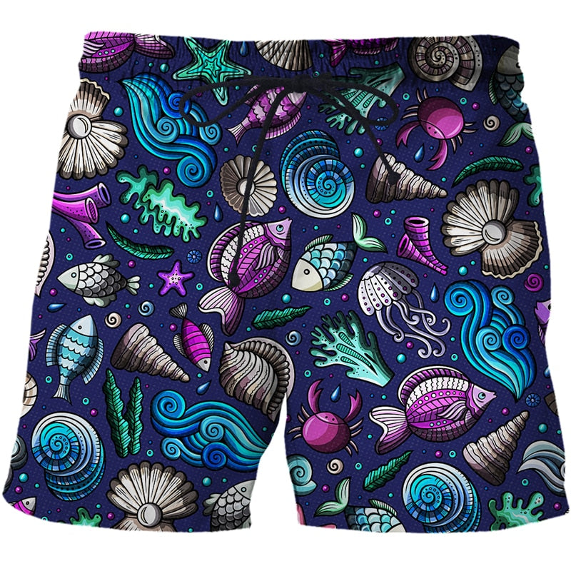 Men's Summer Shorts Abstract pattern 3D Surfing Print Beach Short