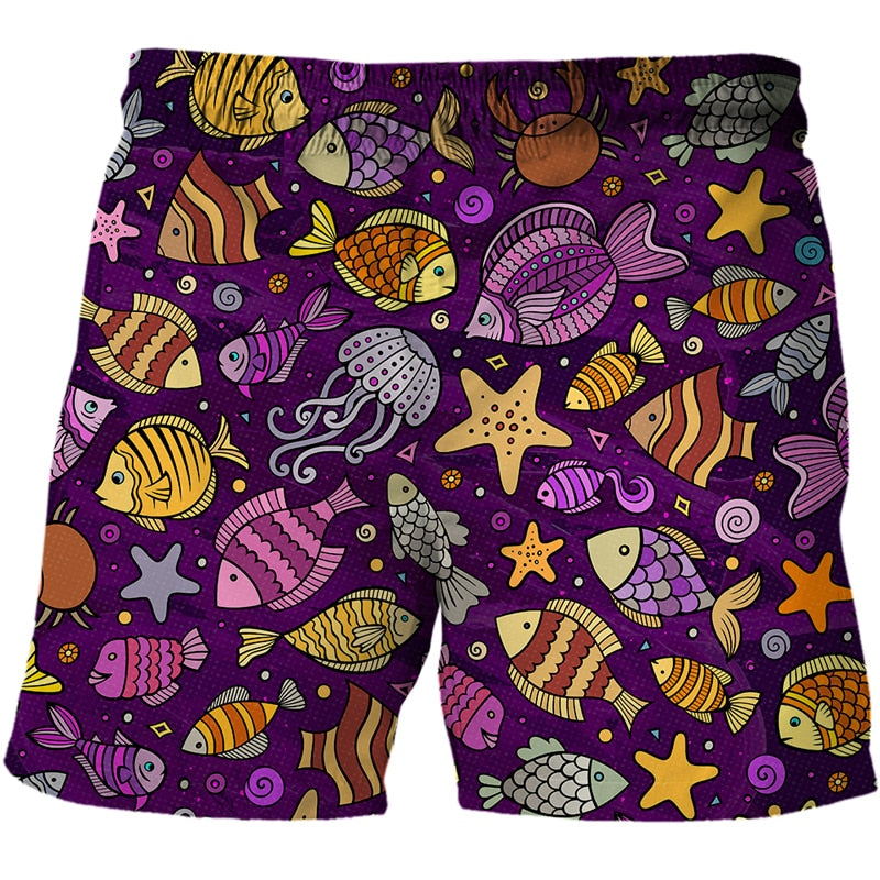 Men's Summer Shorts Abstract pattern 3D Surfing Print Beach Short