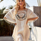 Women  Bikini Cover Up with Fringe Trim Women  Hollow Tunic Beach Dress